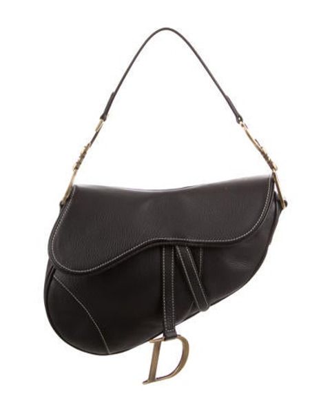 Christian Dior Leather Saddle Bag Black | The RealReal