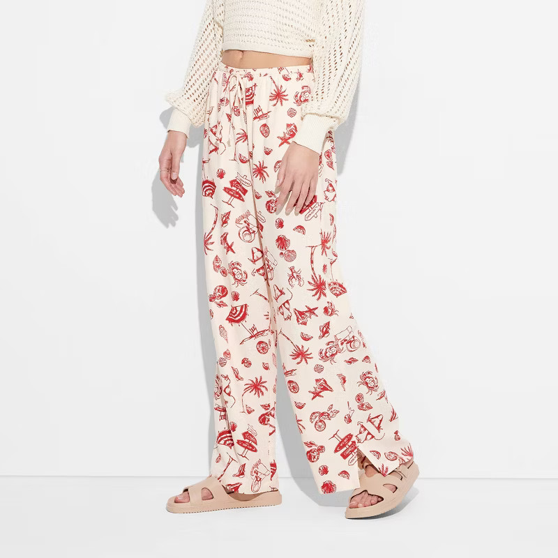 Women's Pull-On Linen Pants - Wild Fable™ Red Seashell XXS | Target