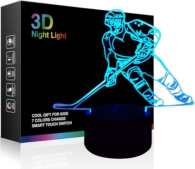 Hockey Player 3D Lamp Night Lights for Kids 7 LED Color Changing Touch Table Desk Lamps Lighting ... | Amazon (US)