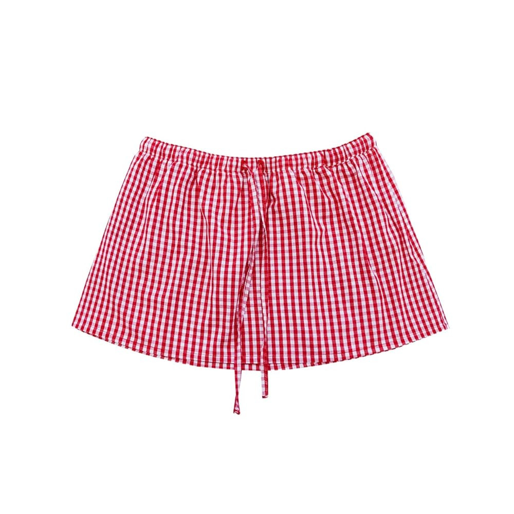 Womens Gingham Mini Skirts Y2k Going Out Elastic Waistband Plaid Checkered Streetwear Cute Summer... | Amazon (US)