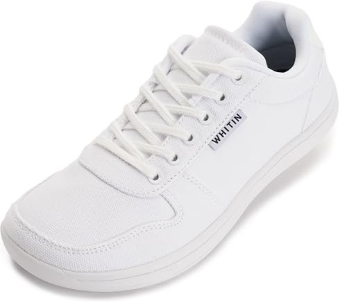 WHITIN Women's Barefoot Sneakers Wide Toe Box Casual Minimalist Minimus Zero Drop Sole Shoes Size 8 Walking Laces Up Training White 39 | Amazon (US)