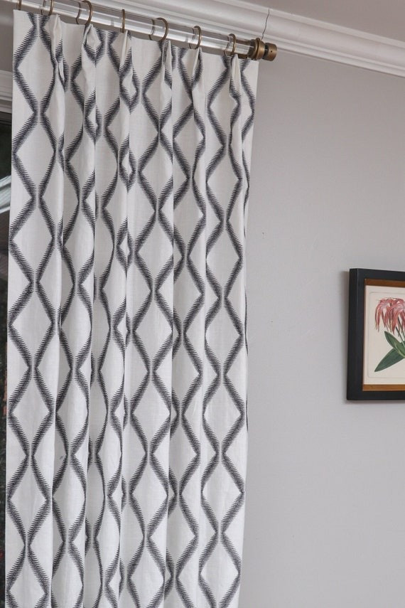 Embroidery Diamond Pattern- Drapery,  Made to order. Exclusive Fabric. *4474. Available in 6 colo... | Etsy (US)