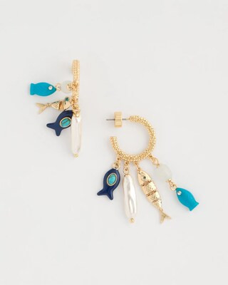 Women's Fish Charm Crinkle Hoop Earrings in Blue | Chico's | Chico's
