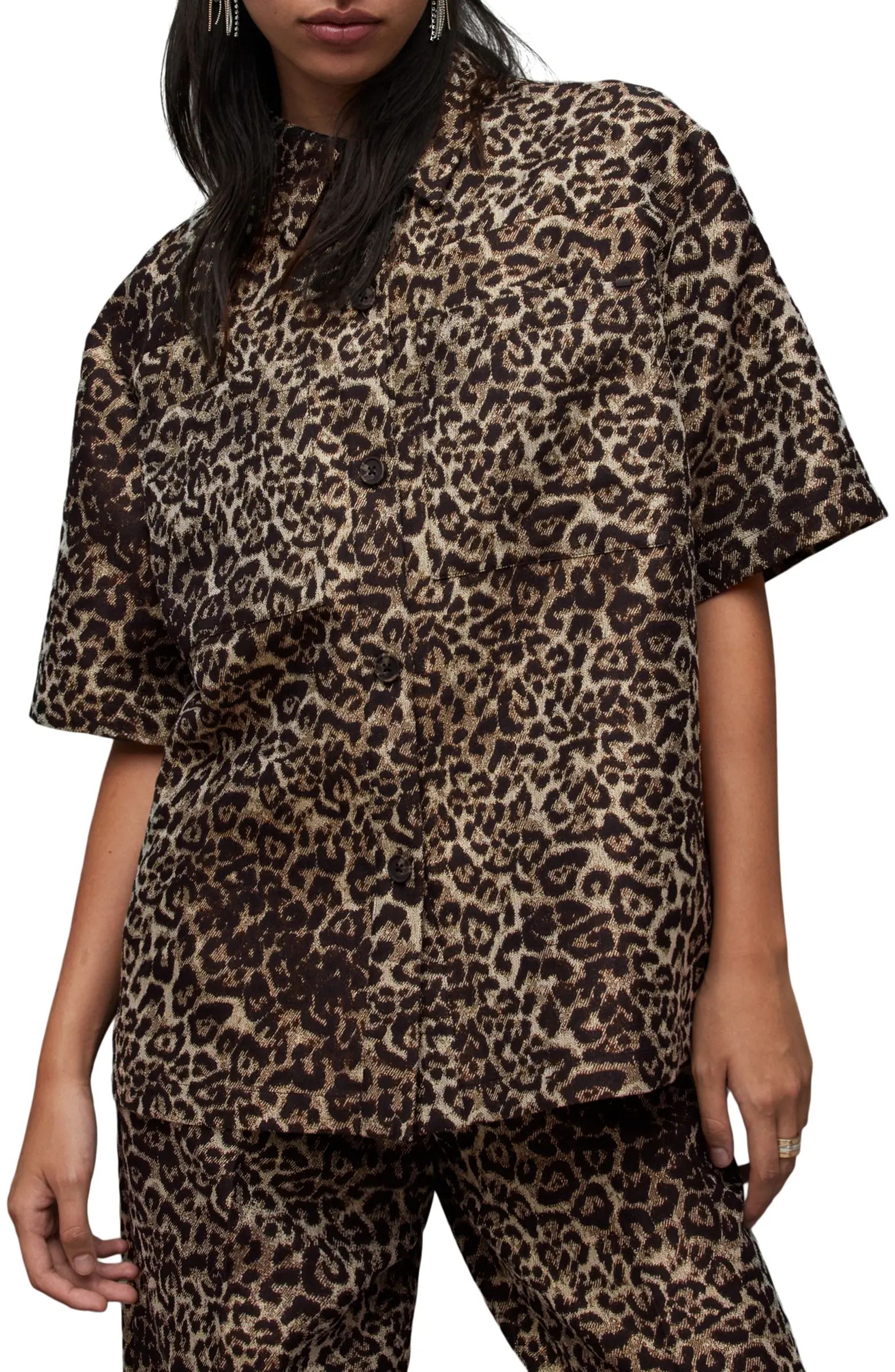 Jemi Leppo Leopard Print Camp Shirt | Nordstrom