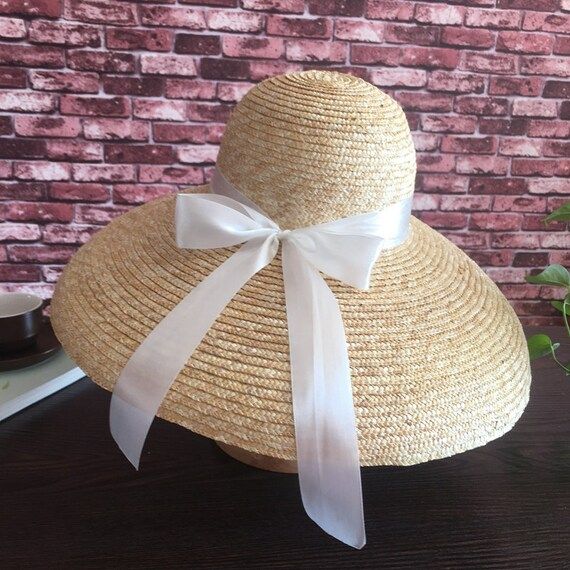 French retro summer sun hat holiday beach black big bell hat.Women's summer straw hat-Straw Hat -... | Etsy (US)