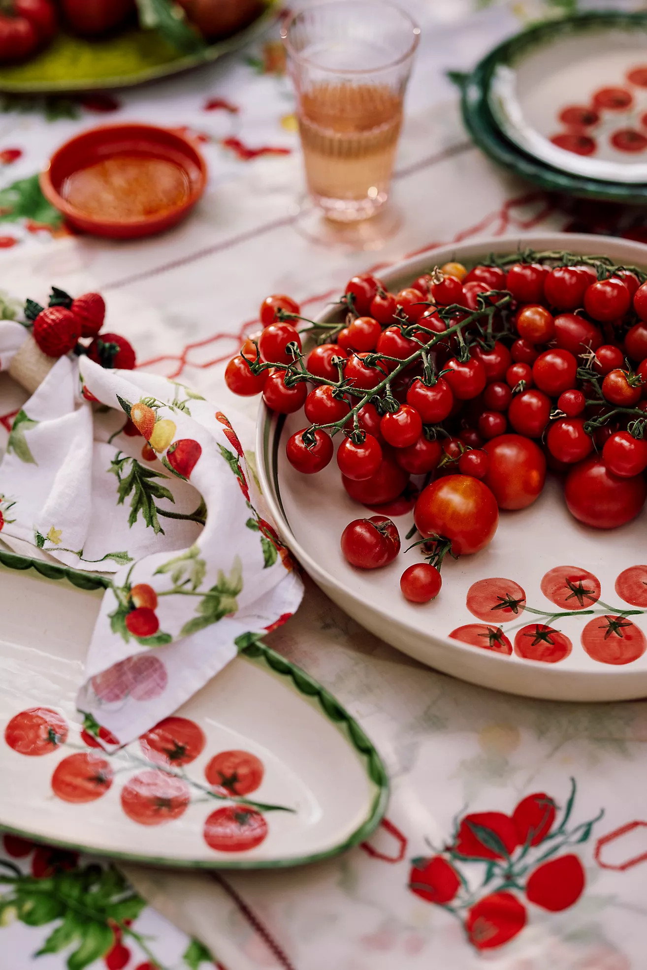 Tomato Woven Palm Napkin Rings, Set of 4 | Anthropologie (US)