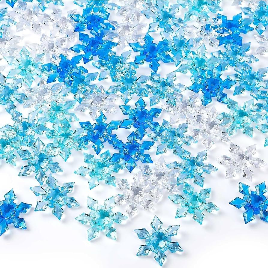 240Pcs Winter Acrylic Snowflake Ornaments 3D Blue Translucent Snowflake Crystals Gems Christmas X... | Amazon (US)