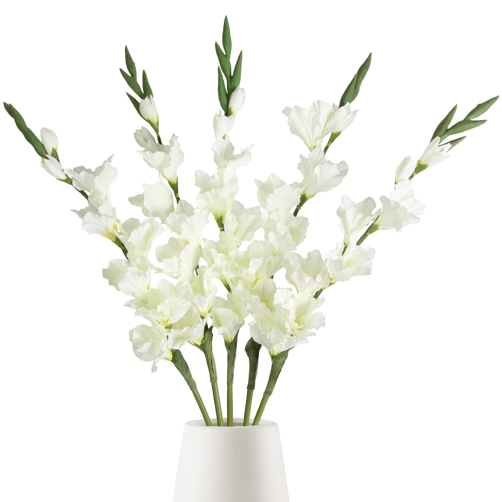 White Gladiolus Artificial Flowers 33.07 in Long Artificial Flowers Gladiolus Flowers 5 PCS Silk ... | Amazon (US)