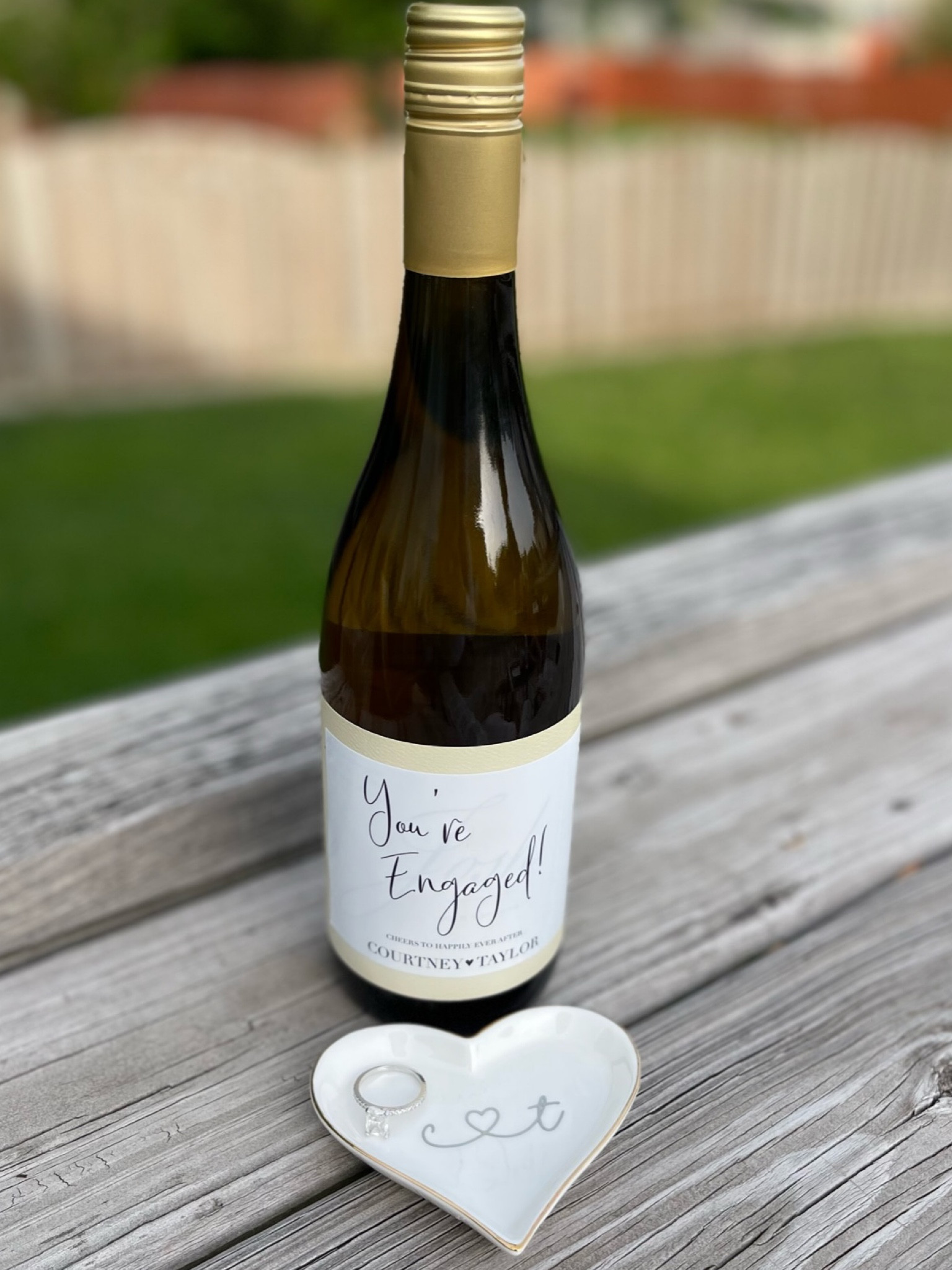 2 amazingly fun and thoughtful engagement gifts from 2 of my best friends! Love this personalized wine label & this adorable ring dish 💍

#etsy #engaged 

#LTKwedding