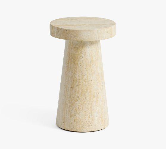 Pomona Faux Travertine Round Outdoor Side Table (12") | Pottery Barn (US)