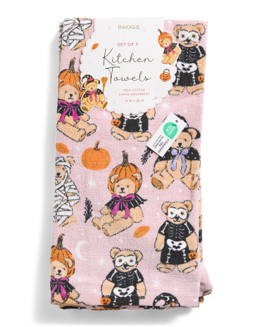 3pc Teddy Halloween Kitchen Towels | Cotton | Marshalls