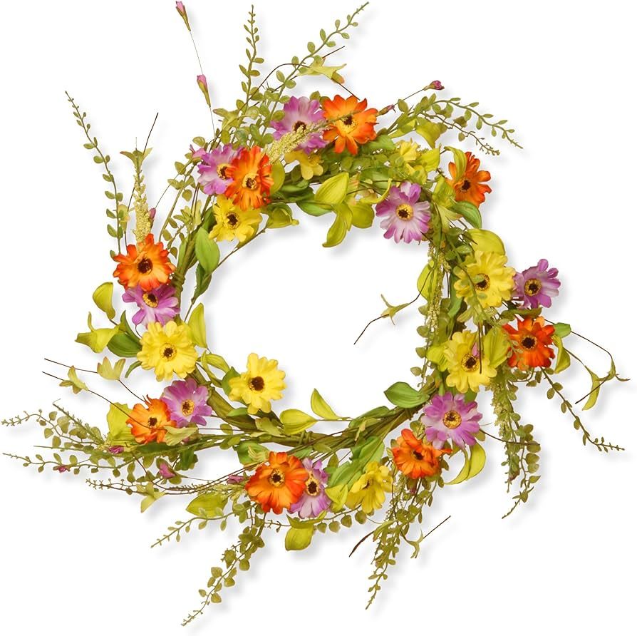 National Tree Company Front Door Spring Wreath Flower Garland 20 Inch Floral Branch Wreath with Y... | Amazon (US)