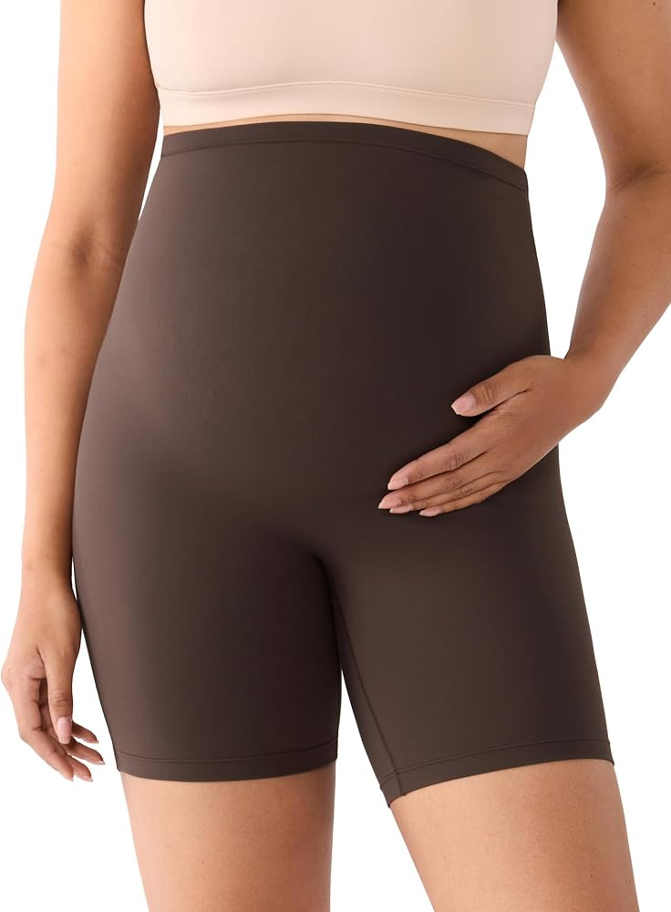 MOMANDA Seamless Maternity Yoga Biker Shorts Over The Belly Summer Pregnancy Active Short Pants W... | Amazon (US)