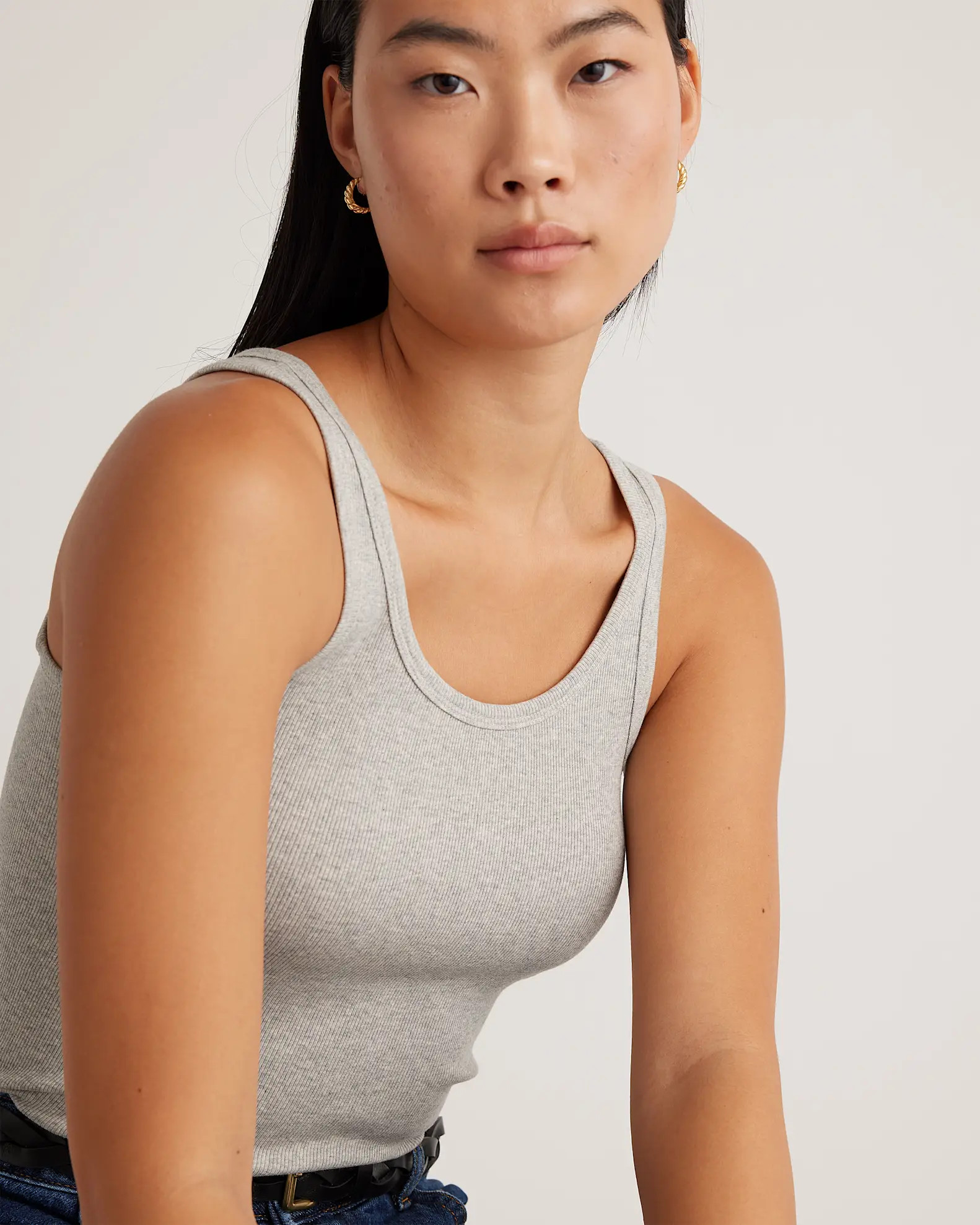 Organic Cotton Micro-Rib Scoop Neck Tank | Quince