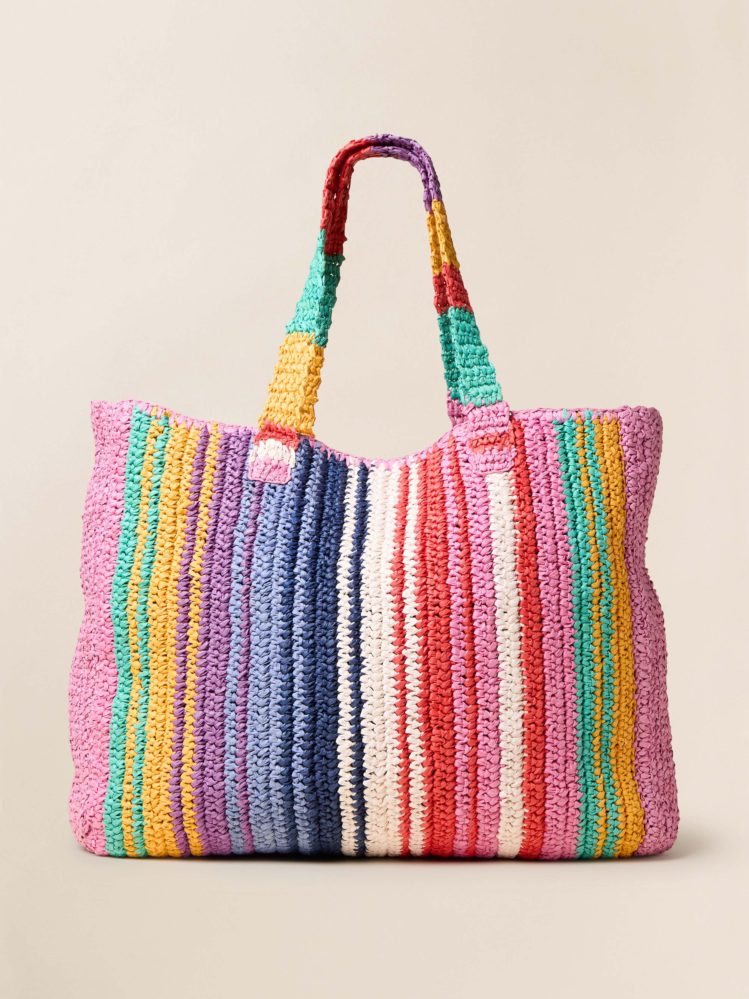 Straw Striped Beach Tote - Canyon Stripe | Faherty
