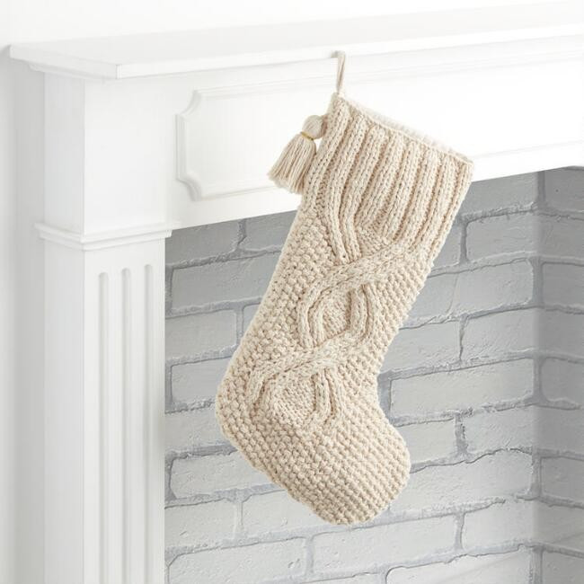 Chunky Cable Knit Christmas Stocking | World Market