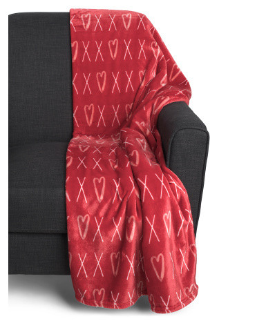 Tic Tac Toe Hearts Plush Throw | TJ Maxx