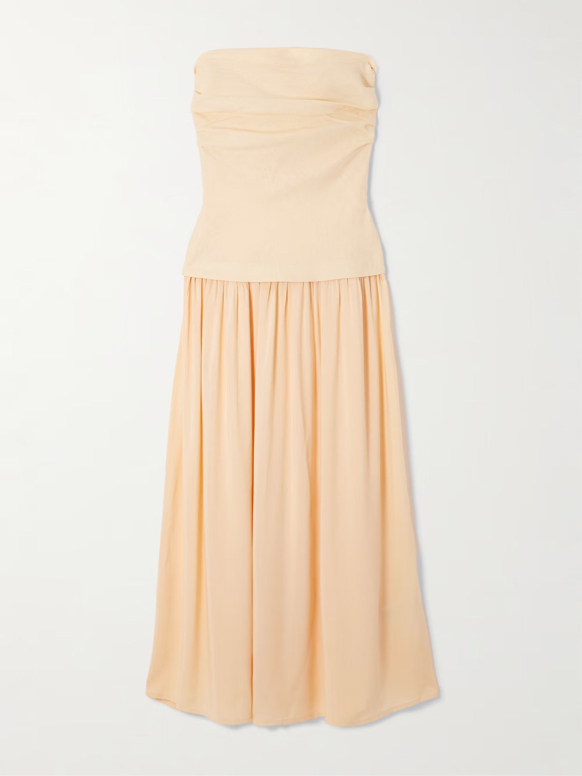 Hedy strapless gathered linen and voile maxi dress | NET-A-PORTER (US)
