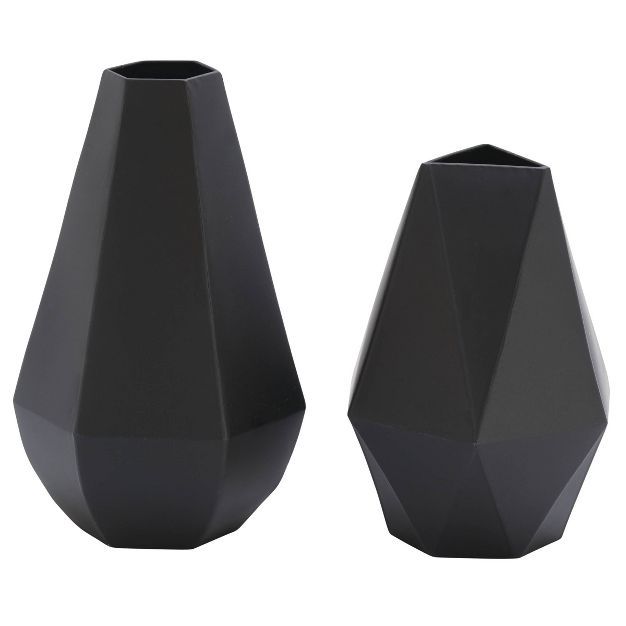 Set of 2 Metal Geometric Vases Black - Olivia & May | Target