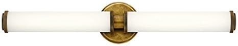 Kichler Indeco 27" LED Linear Vanity Light with Satin Etched White Glass in Natural Brass | Amazon (US)