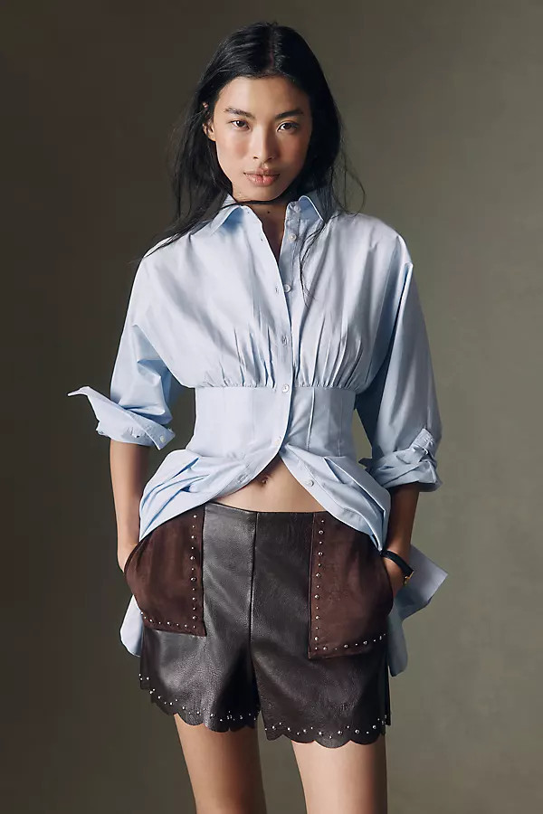 Studded Faux-Leather Shorts | Anthropologie (US)
