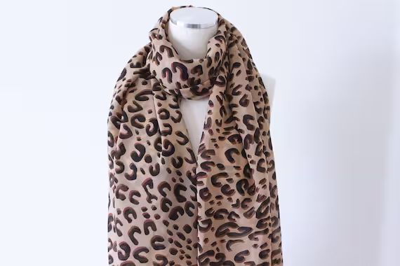 ON SALE//Soft Elegant Long Wrap Scarves / Black and White / Natural Leopard Print Spring Summer Scar | Etsy (US)