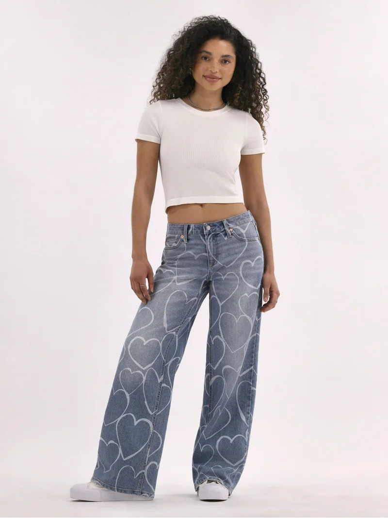No Boundaries Low Rise Wide Leg Jeans, 31” Inseam, Women's | Walmart (US)