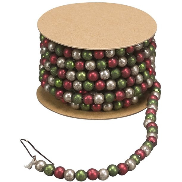 Festive Christmas Tree Bead Garland - 72" Long, Silver, Red & Green Beads, Wreath, Christmas Tree... | Walmart (US)