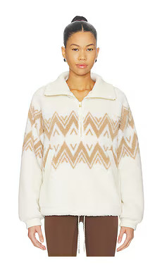 Varley Hendrik Half Zip Sherpa Jacket in Egret from Revolve.com | Revolve Clothing (Global)