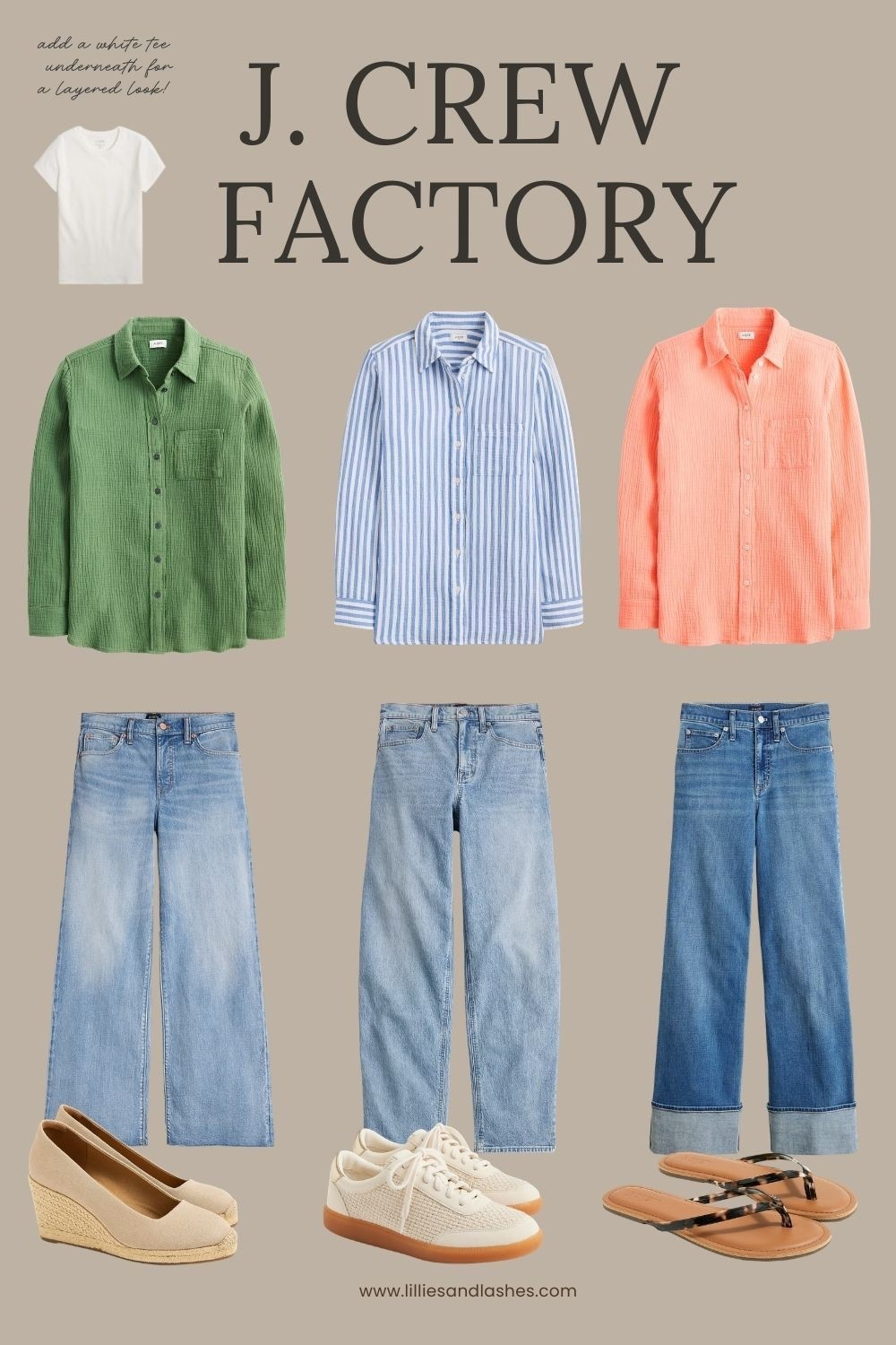 Love this outfit for Spring. It’s always good! Work or casual wear

A button down shirt. White tee underneath and cute jeans!!

J crew factory spring outfit. Jeans 

#LTKSeasonal #LTKSaleAlert