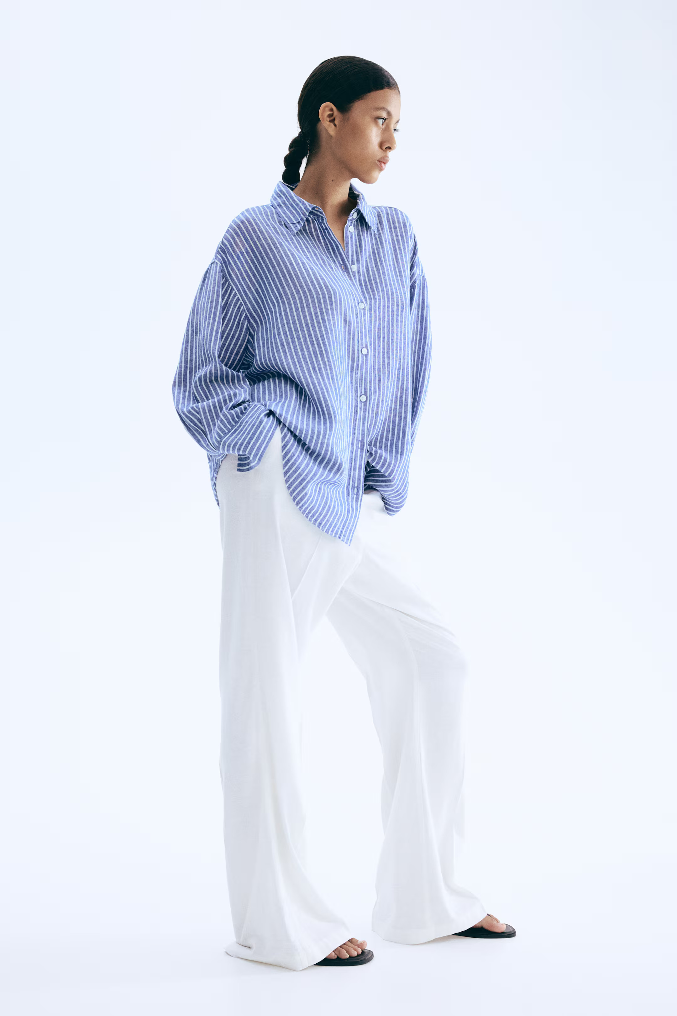 Oversized linen-blend shirt | H&M (UK, MY, IN, SG, PH, TW, HK)