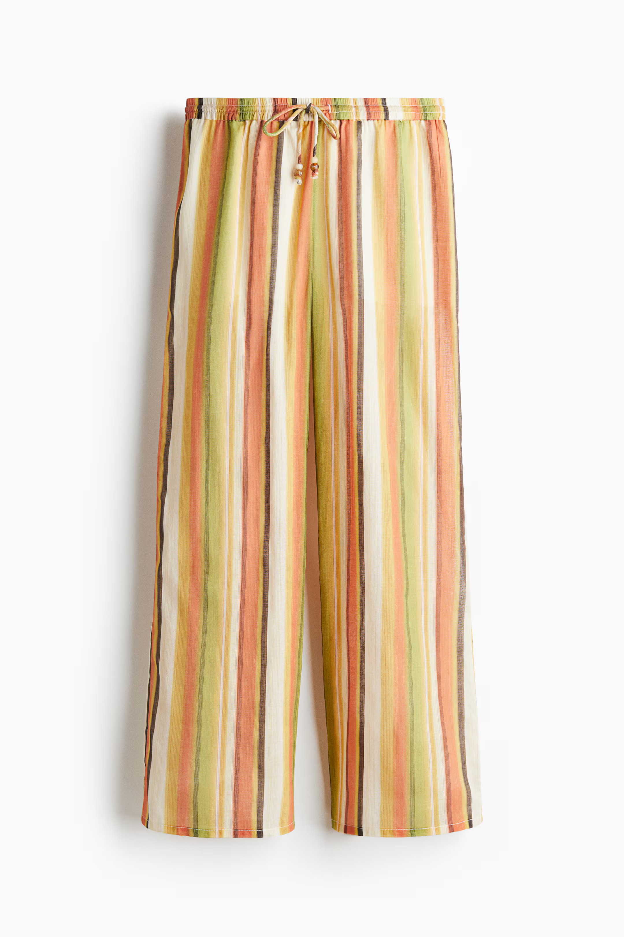 Wide drawstring trousers - Orange/Striped - Ladies | H&M GB | H&M (UK, MY, IN, SG, PH, TW, HK)