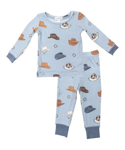 Brown & Blue Cowboy Hats Loungewear Set - Toddler & Kids | Zulily