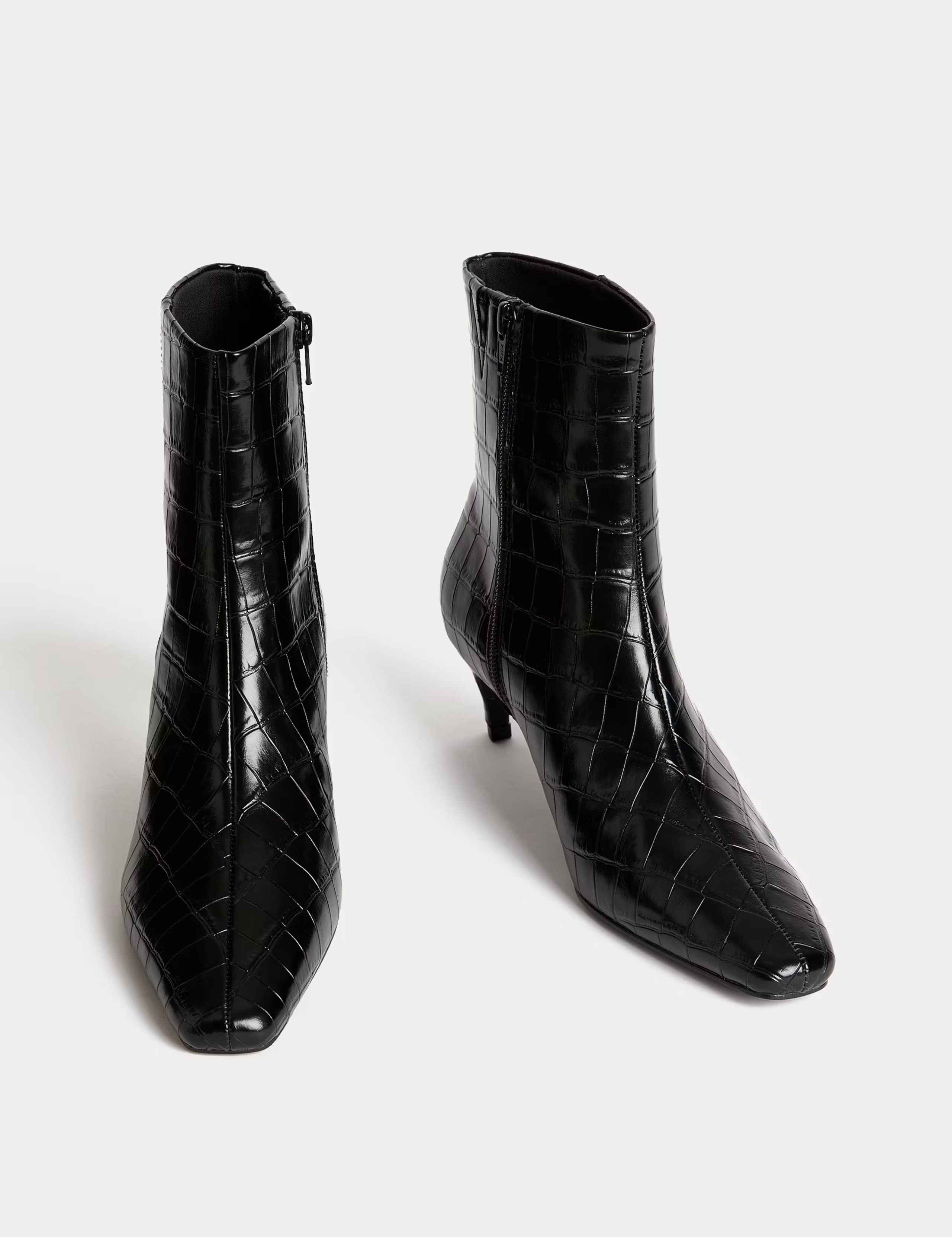 Croc Chisel Toe Kitten Heel Ankle Boots | M&S | M&S | Marks & Spencer (UK)