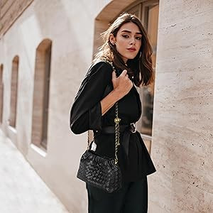 Joryin Woven Women's Crossbody Bag & Evening Purse, Trendy Dumpling Clutch & Hobo Cloud Shoulder ... | Amazon (US)