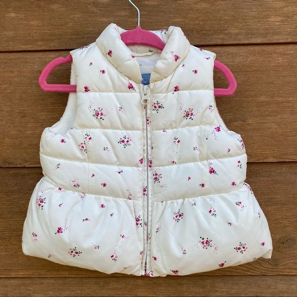 Baby Gap Infant Ivory Puffer Vest with Flowers | Poshmark