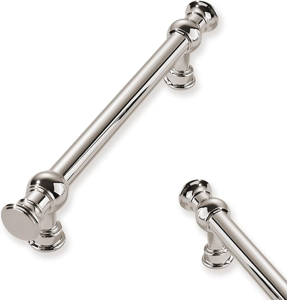 10-Pack 3-3/4inch(96mm) Hole Center Polished Nickel Cabinet Pulls Solid Heavy Duty Kitchen Cabine... | Amazon (US)