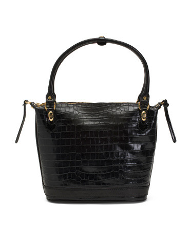 Made In Italy Leather Crocodile Plain Tote | TJ Maxx