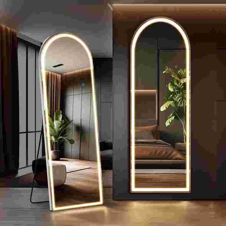 CONCETTA 63"x 20" Arched Full Length Mirror LED Floor Mirror, 3 Color Modes for Bedroom Cloakroom | Walmart (US)
