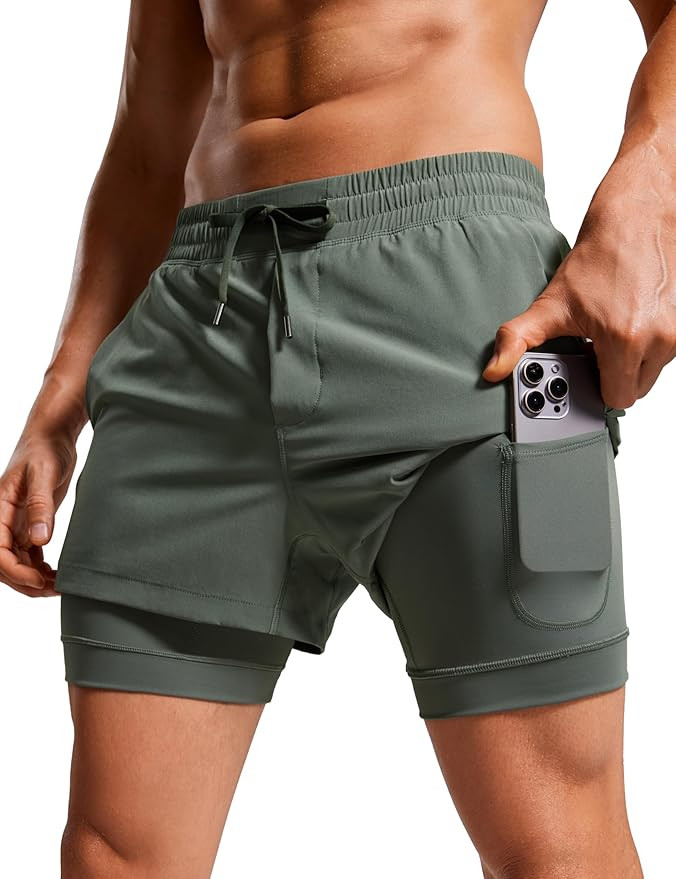 CRZ YOGA 2 in 1 Mens Athletic Shorts 3.5'' with Liner Quick Dry Lightweight for Running Gym with ... | Amazon (US)