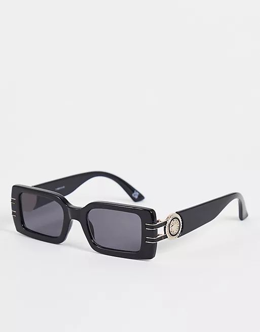 Reclaimed Vintage Inspired sunglasses 90s square sunglasses in black | ASOS (Global)
