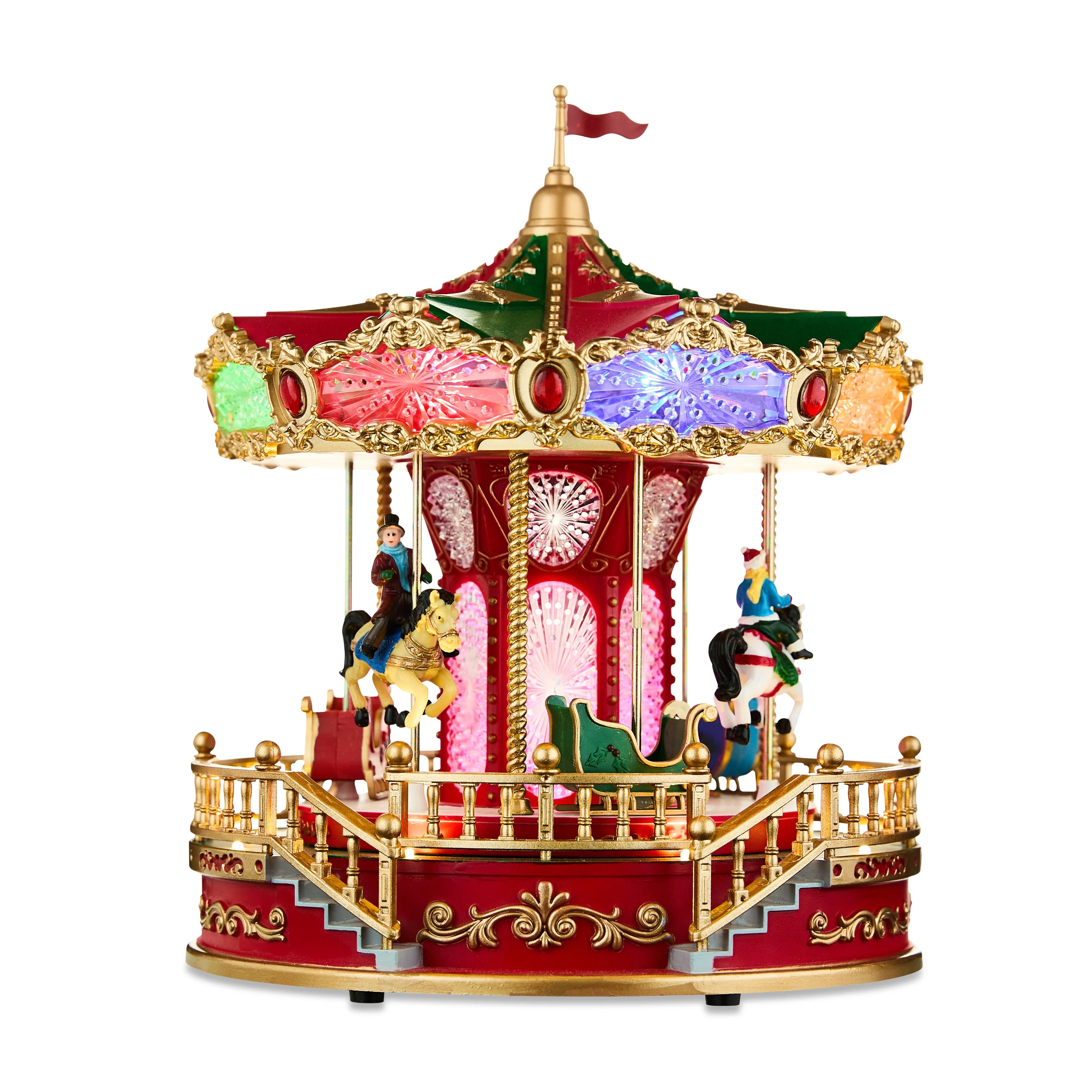 Light-Up Musical Carousel Decorative Figurine, Multicolor, 11 in, by Holiday Time - Walmart.com | Walmart (US)