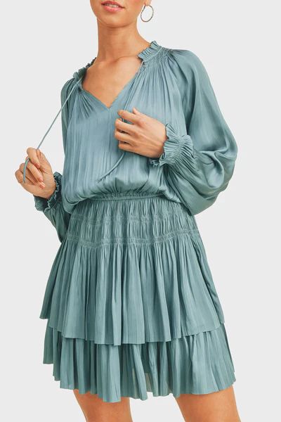 Reset By Jane Flutter Sleeve Silky Crinkle Dress | Gibson
