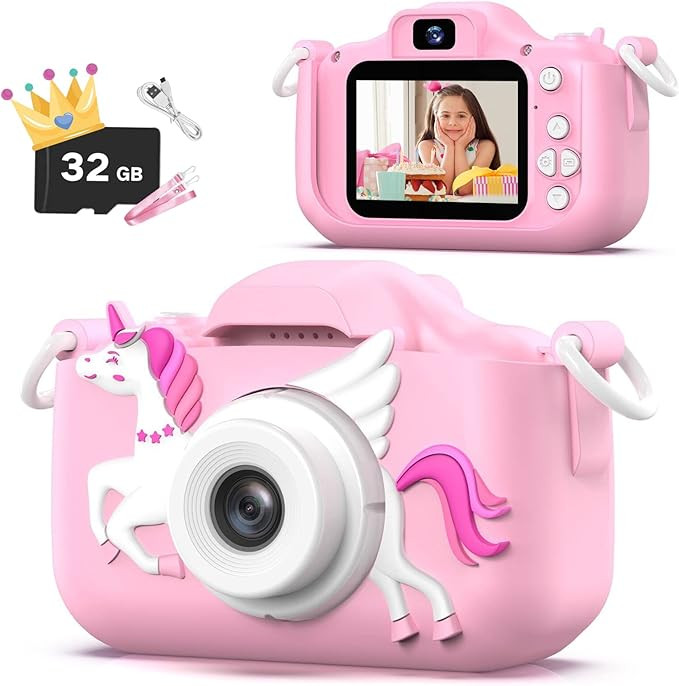 OUTUVAS Unicorn Kids Camera for Girls, Kids Selfie Camera 3-12 Years Old Girls Christmas Birthday... | Amazon (US)