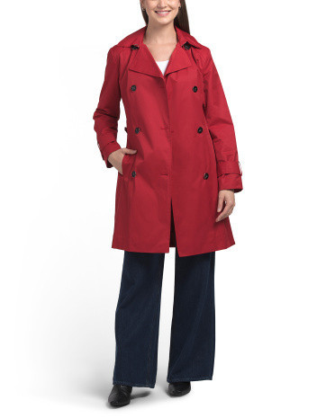Cotton Blend Rain Double Breasted Trench Coat | TJ Maxx