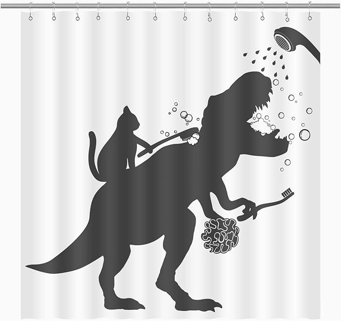 Dinosaur Shower Curtain, Funny Shower Curtain Set Shower Curtains for Bathroom, Black White Carto... | Amazon (CA)