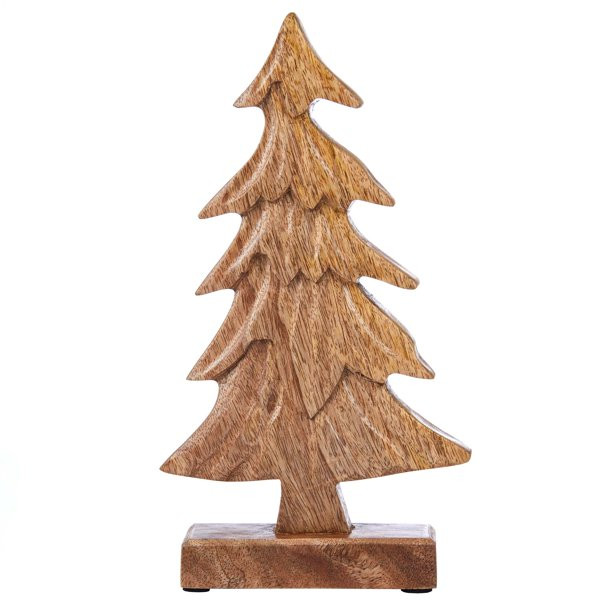 Holiday Time Medium Wood Carved Christmas Tree Ornament | Walmart (US)