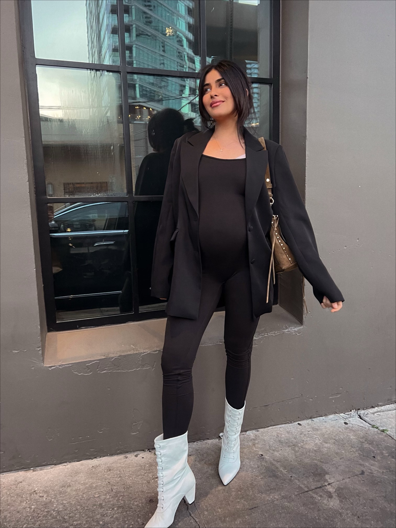 Bumpsuit one-piece 
Meshki oversized blazer
Boots are oldie
Bag is Gerard Darel


#LTKstyletip #LTKFind #LTKbump