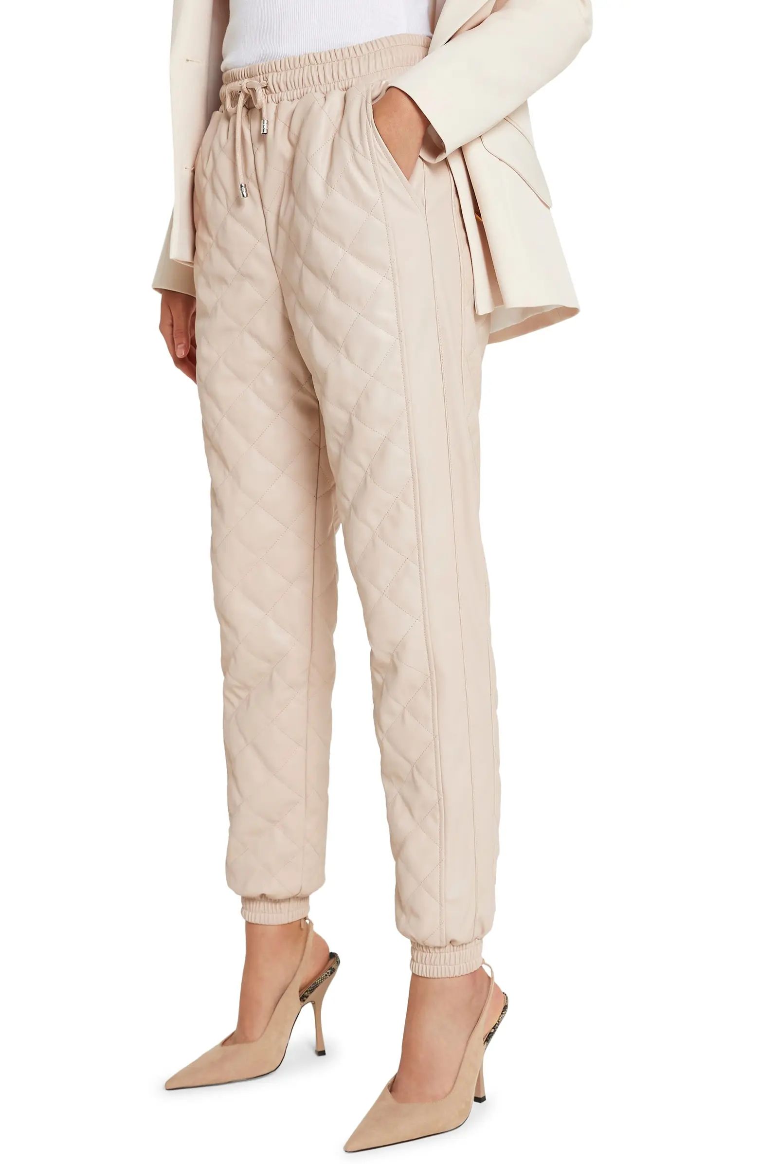 Faux Leather Quilted Pocket Joggers | Nordstrom