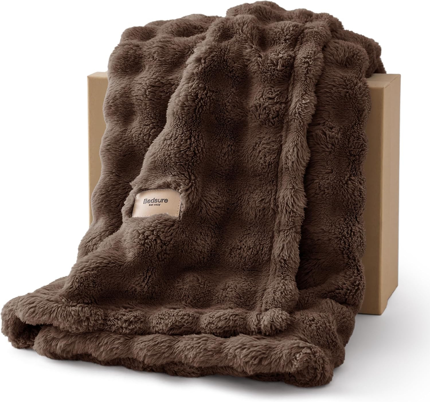 Bedsure Bubble Fleece Throw Blanket - Lightweight, Camel Brown, 130x150cm | Amazon (UK)